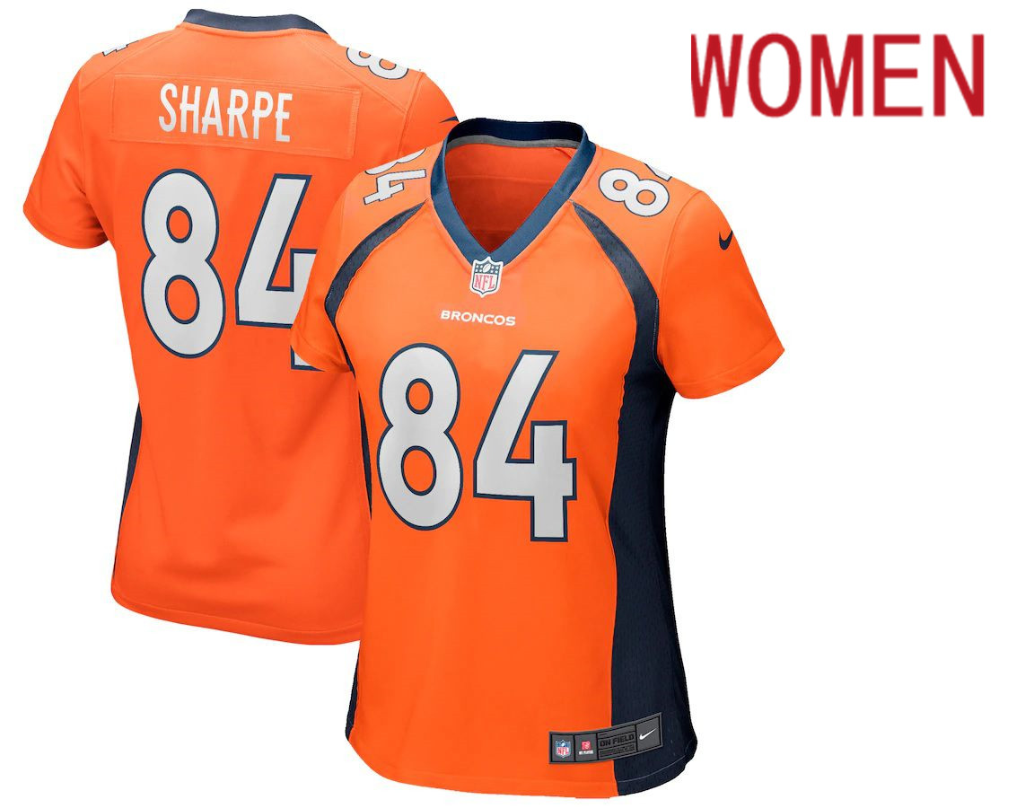 Women Denver Broncos 84 Shannon Sharpe Nike Orange Game Retired Player NFL Jersey